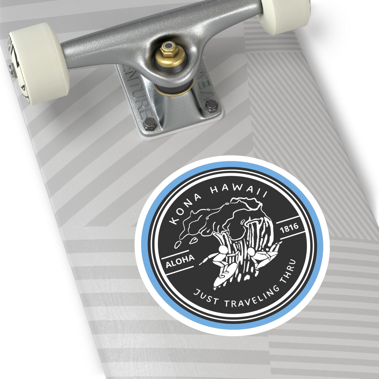πββοΈπββοΈ "Kona Hawaii Surfing Adventure Sticker - Just Traveling Thru, Aloha, 1816" πΊπ