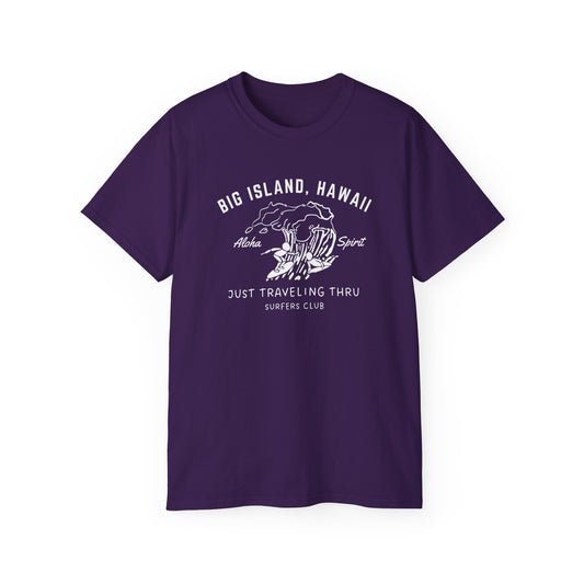 πββοΈπββοΈ "Big Island Hawaii Surfing Duo: Aloha Spirit, Just Traveling Thru Surfers Club Tee" πΊπ