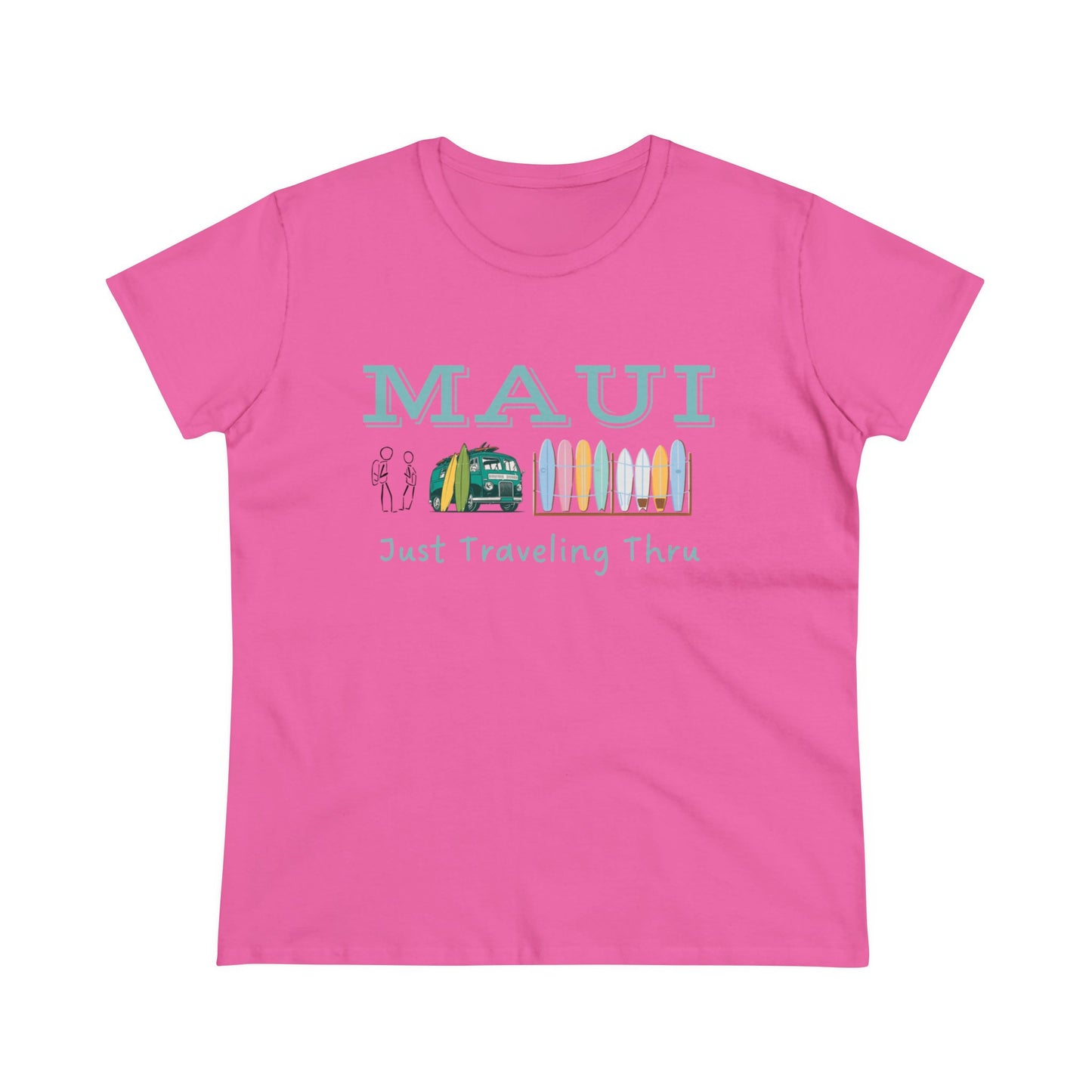 πΊπ "Maui Adventure Awaits: Just Traveling Thru Women's Hawaii Tee with Surf Van" πββοΈπ