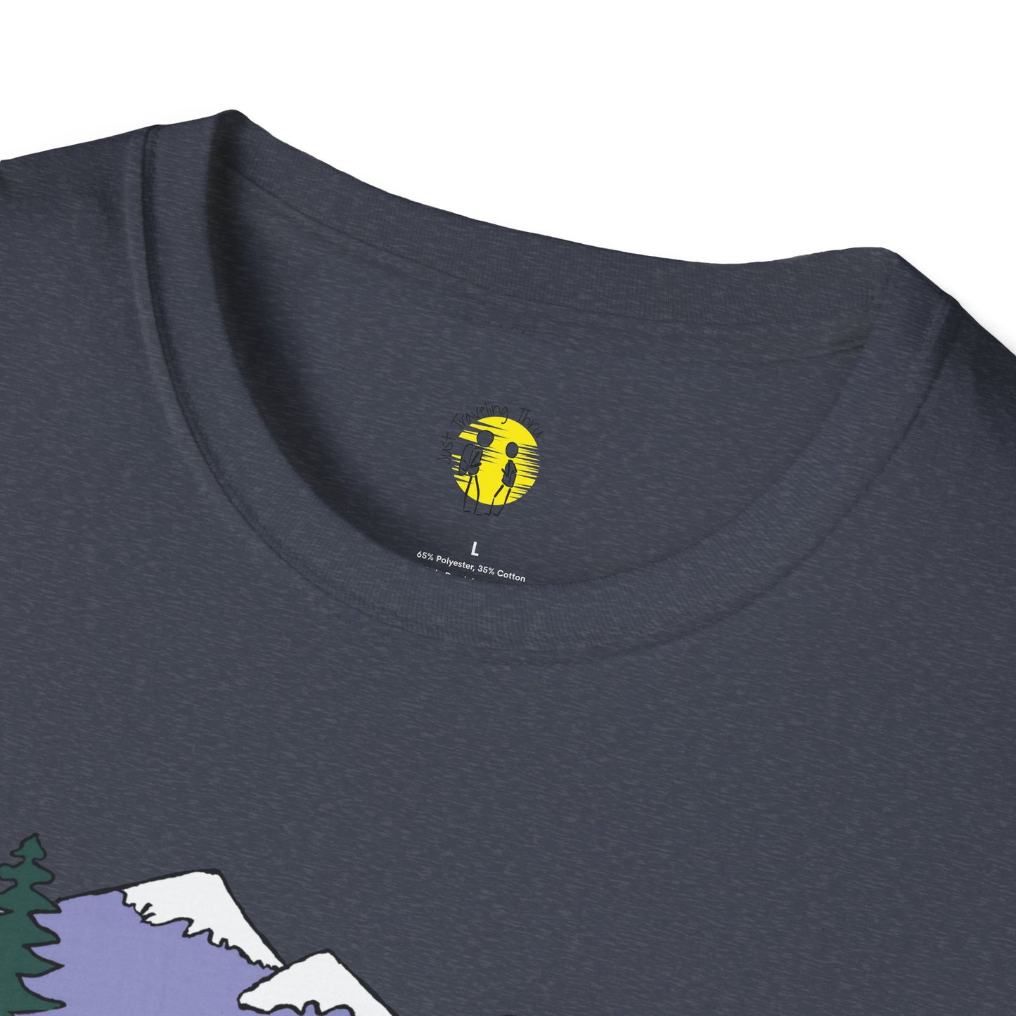 ποΈπ« "Camping Adventure Awaits: Just Traveling Thru Mountain Escape Softstyle Tee" πποΈ