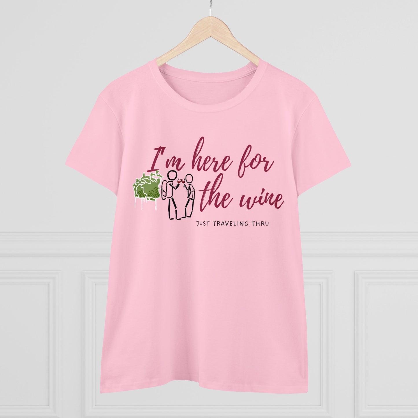 π·π "Cheers to Fun: 'I'm Just Here for the Wine' Women's Tee by Just Traveling Thru" ππ