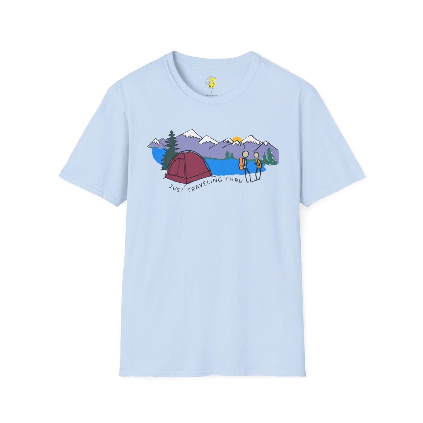 ποΈπ« "Camping Adventure Awaits: Just Traveling Thru Mountain Escape Softstyle Tee" πποΈ