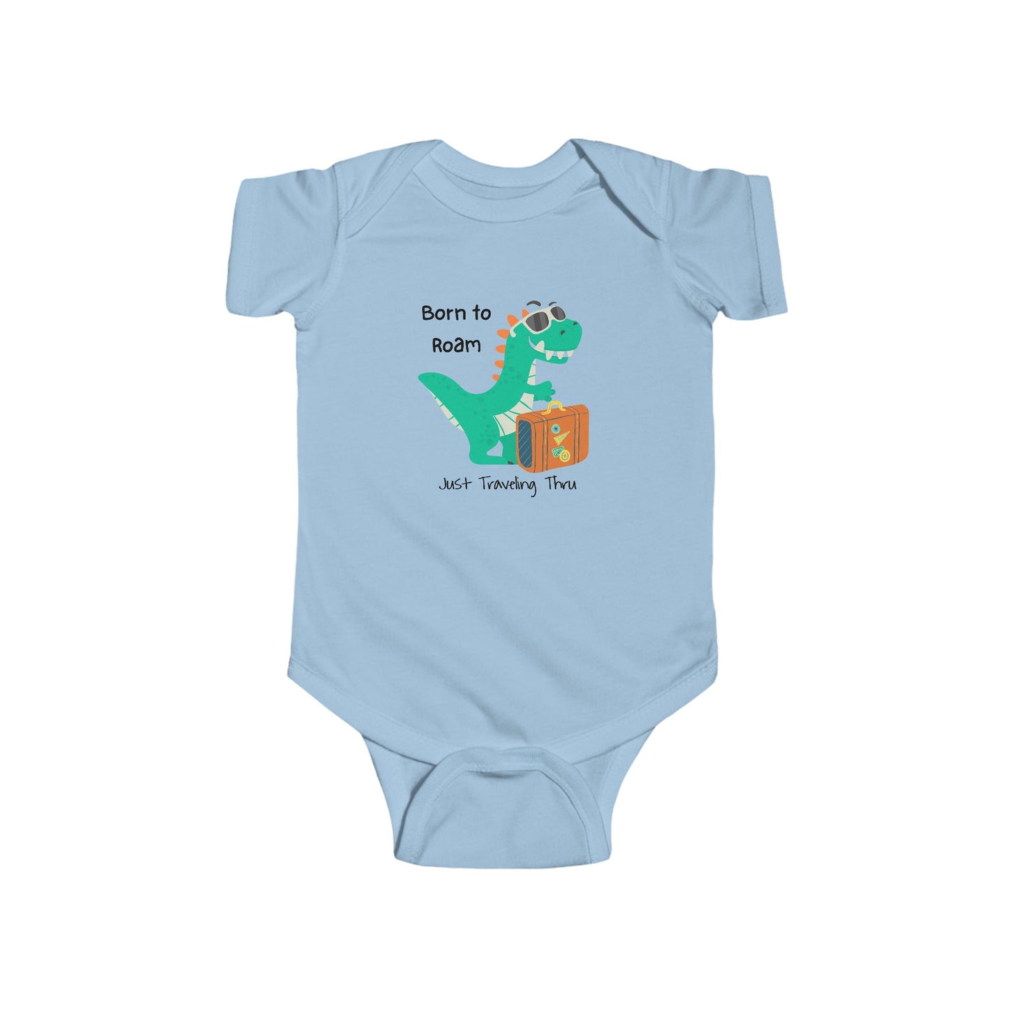 Born to Roam Dinosaur Onesie – Just Traveling Thru
