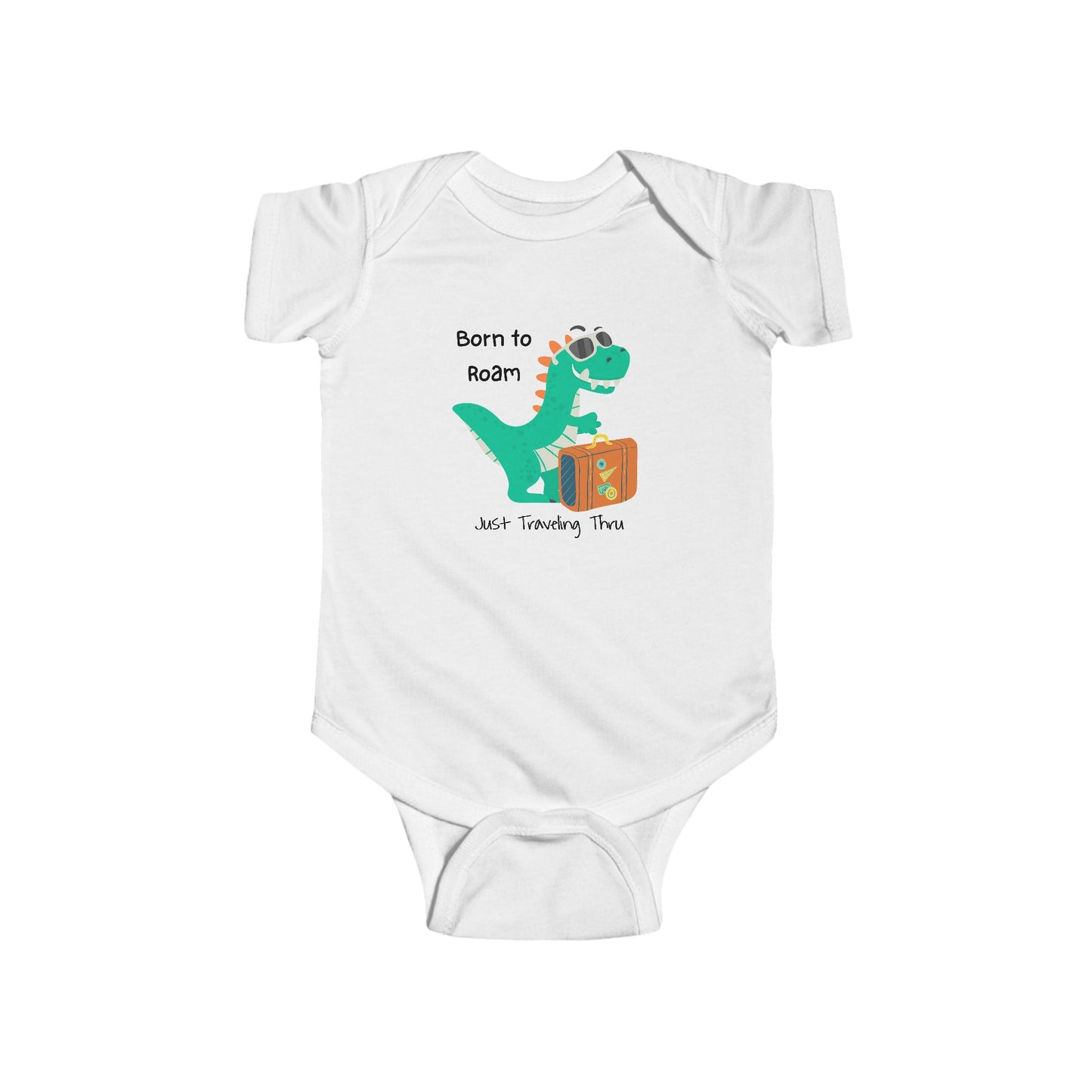 Born to Roam Dinosaur Onesie – Just Traveling Thru