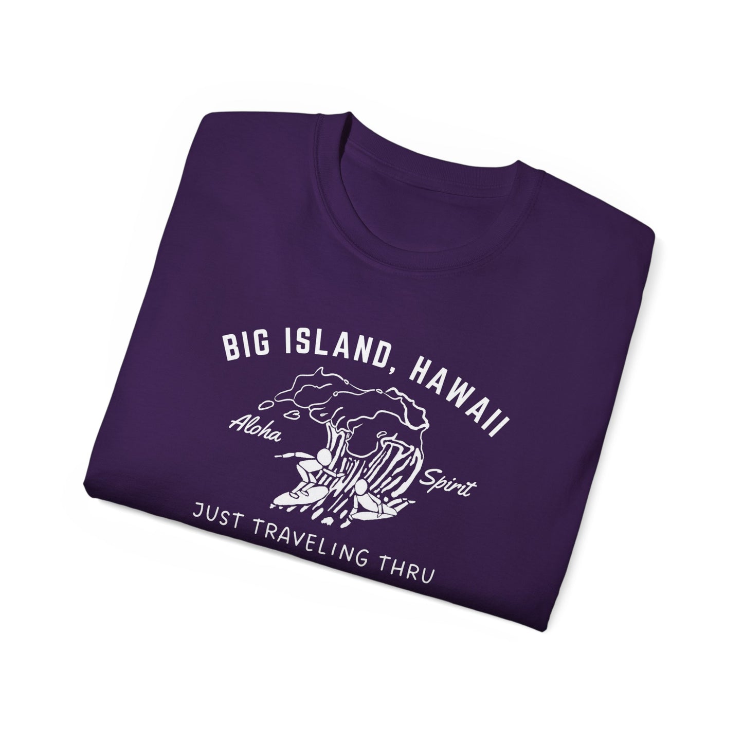 🏄‍♂️🏄‍♀️ "Big Island Hawaii Surfing Duo: Aloha Spirit, Just Traveling Thru Surfers Club Tee" 🌺🚐