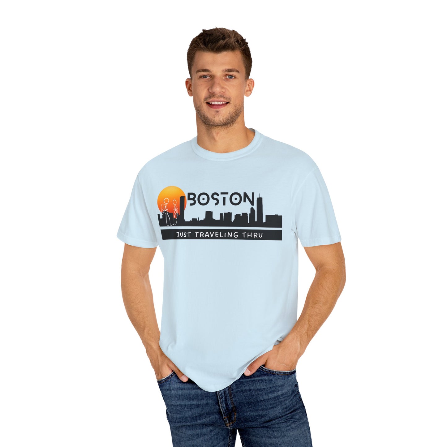 Boston Sunset Skyline: Just Traveling Thru Urban Adventure Tee