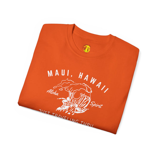 🏄‍♂️🏄‍♀️ "Maui Hawaii Surfing Duo: Aloha Spirit, Just Traveling Thru Surfers Club Tee" 🌺🚐