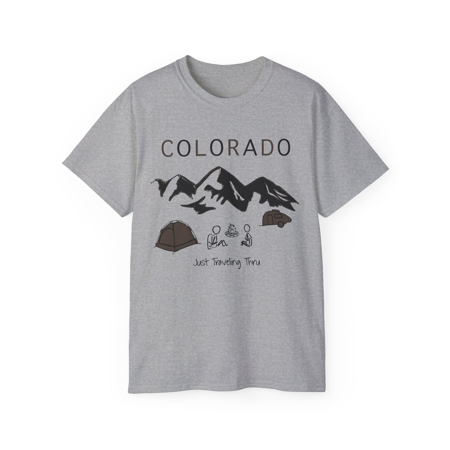 Colorado Camping - Just Traveling Thru - Unisex Ultra Cotton Tee