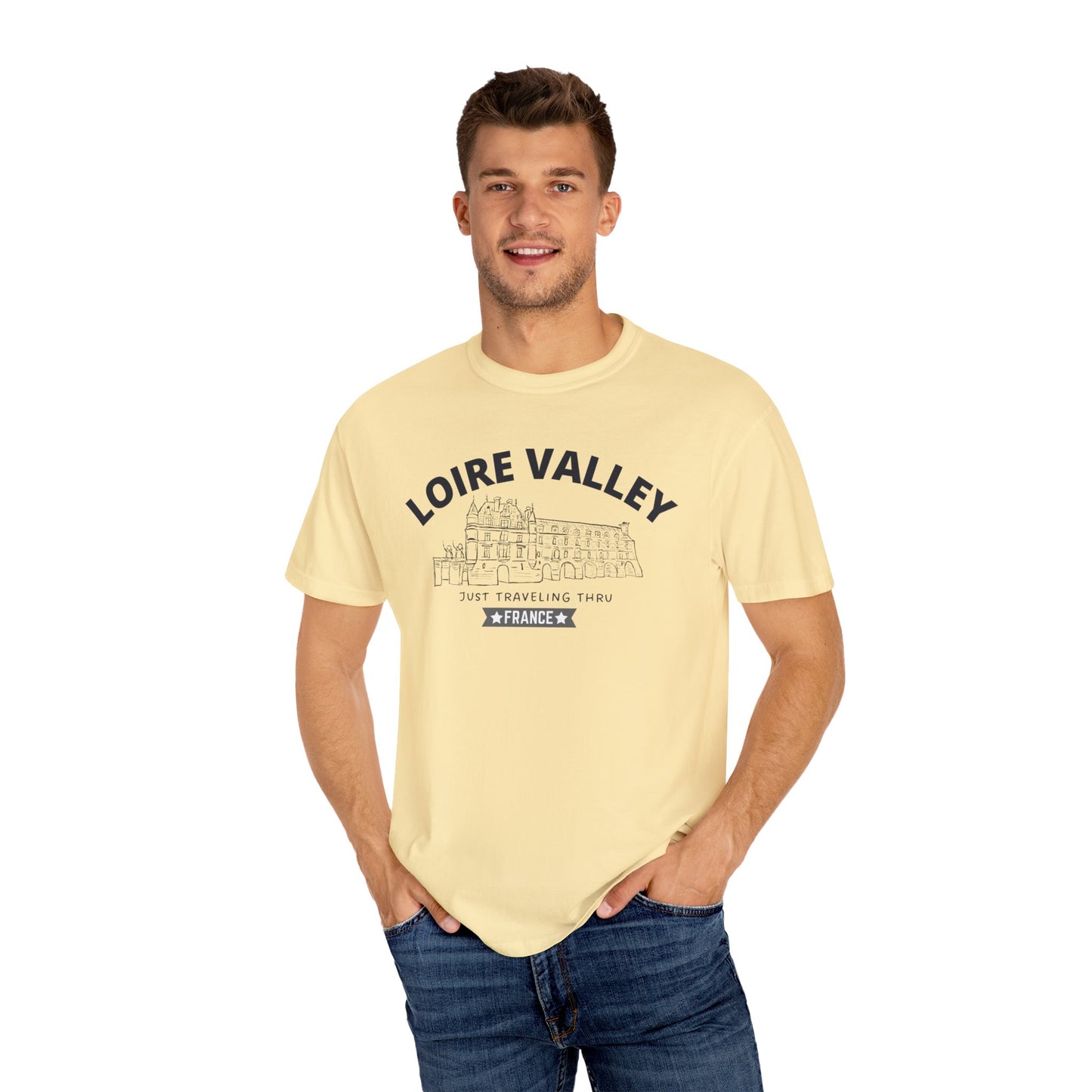 🏰🇫🇷 "Loire Valley Wanderlust: Just Traveling Thru France Tee" 🌍👕