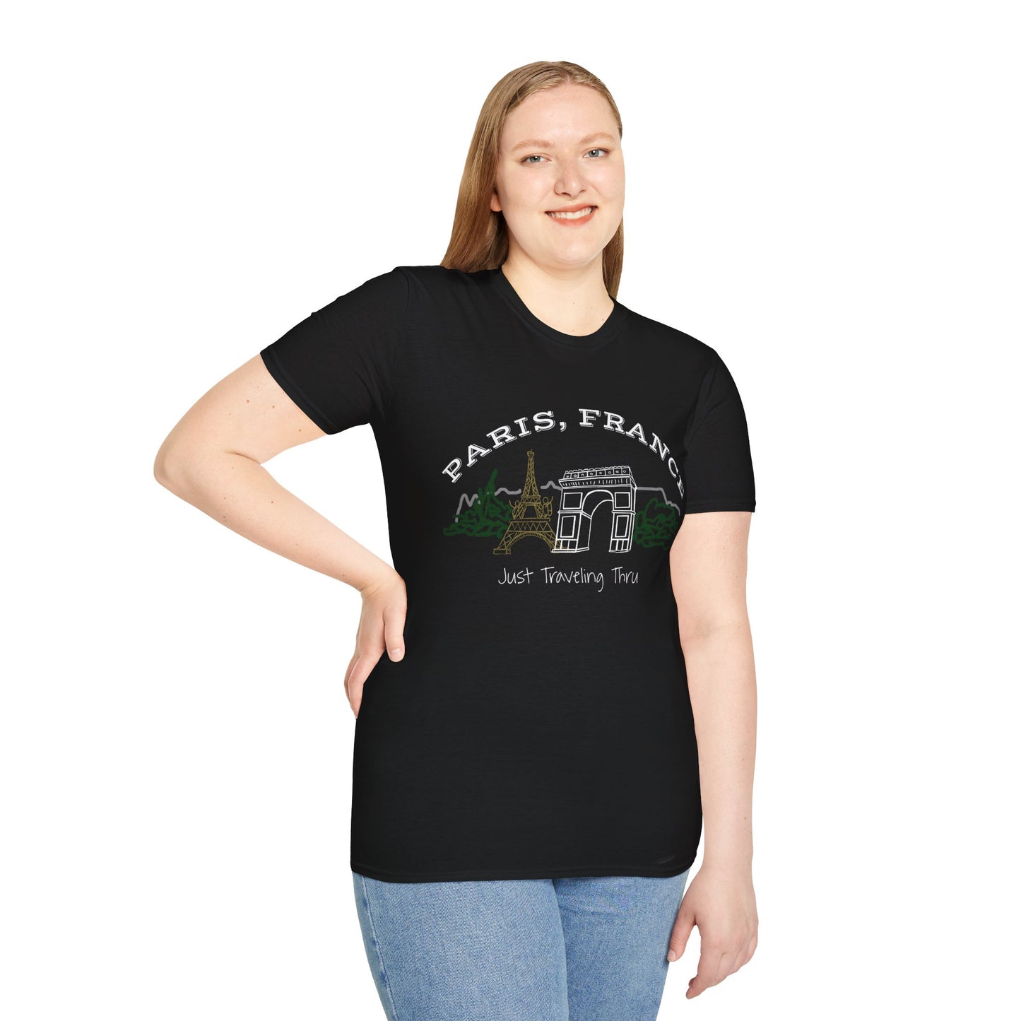 Paris, France -Just Traveling Thru - Unisex Softstyle T-Shirt