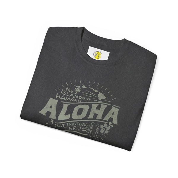 🌺 Aloha Hawaiian Islands T-Shirt: Just Traveling Thru 🌴