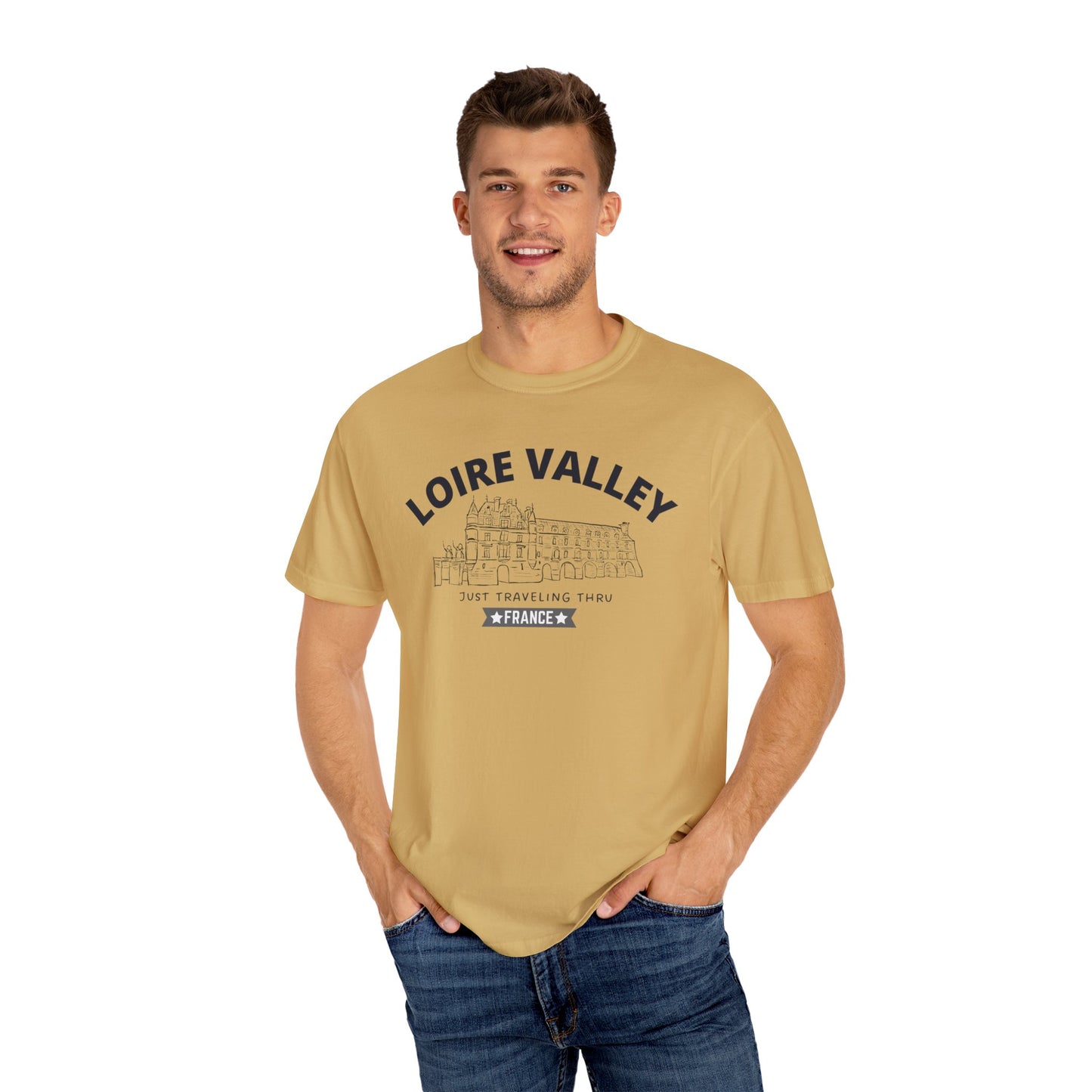 🏰🇫🇷 "Loire Valley Wanderlust: Just Traveling Thru France Tee" 🌍👕