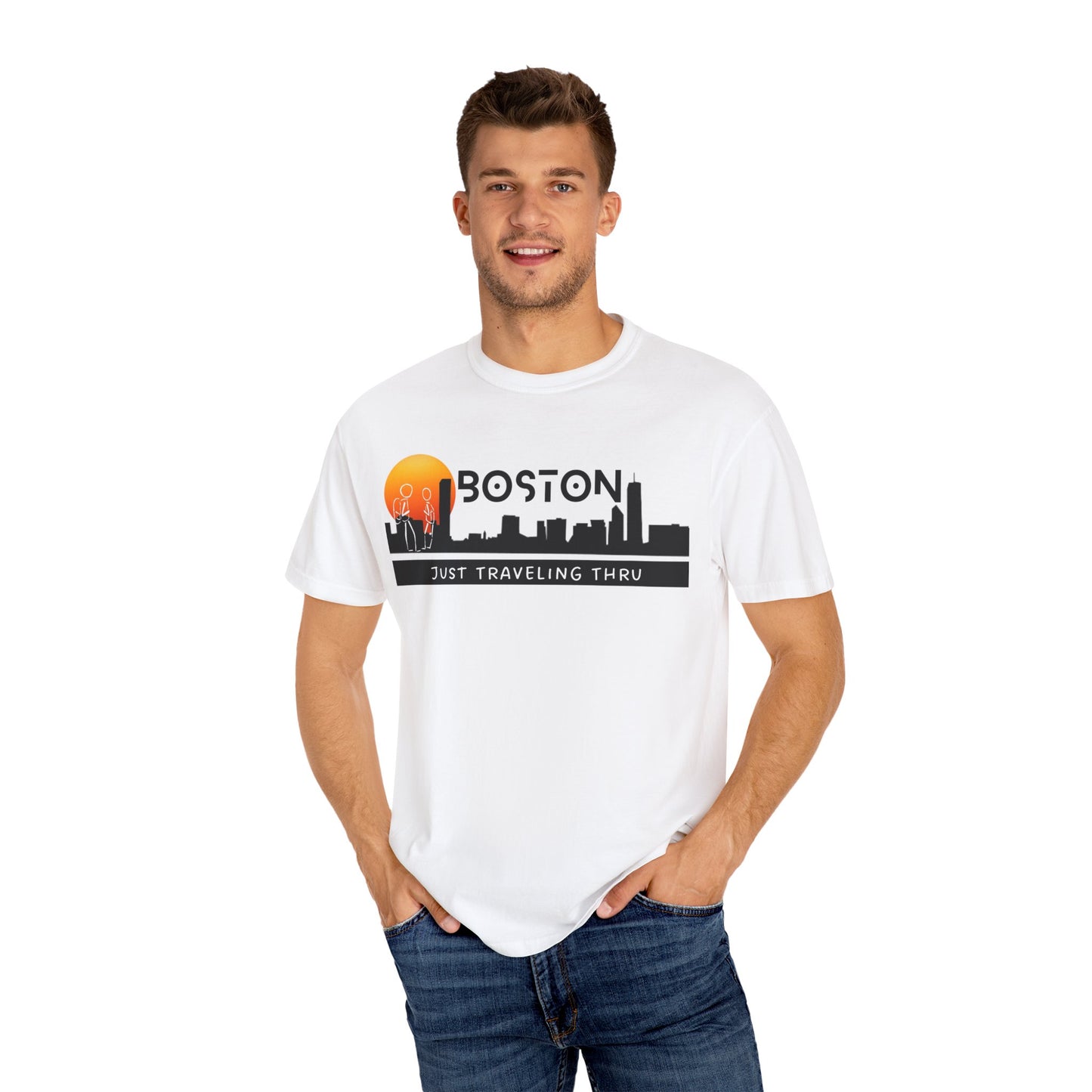 Boston Sunset Skyline: Just Traveling Thru Urban Adventure Tee