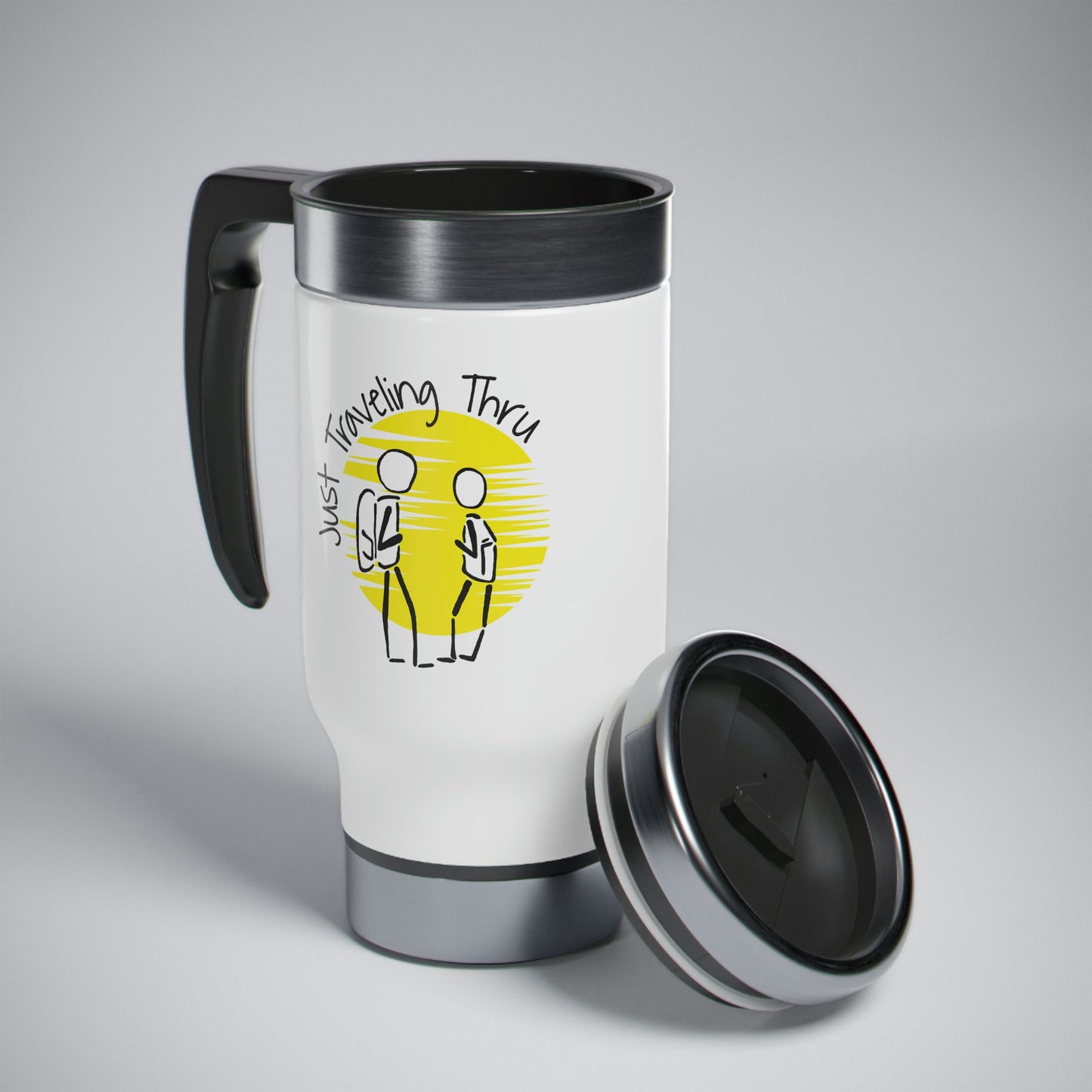 Just Traveling Thru Travel Mug with Handle, 14oz