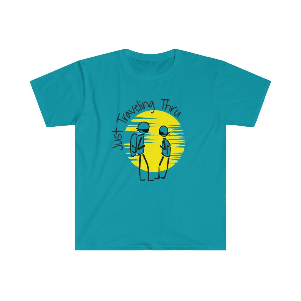 Just Traveling Thru Mask Up - Unisex Softstyle T-Shirt